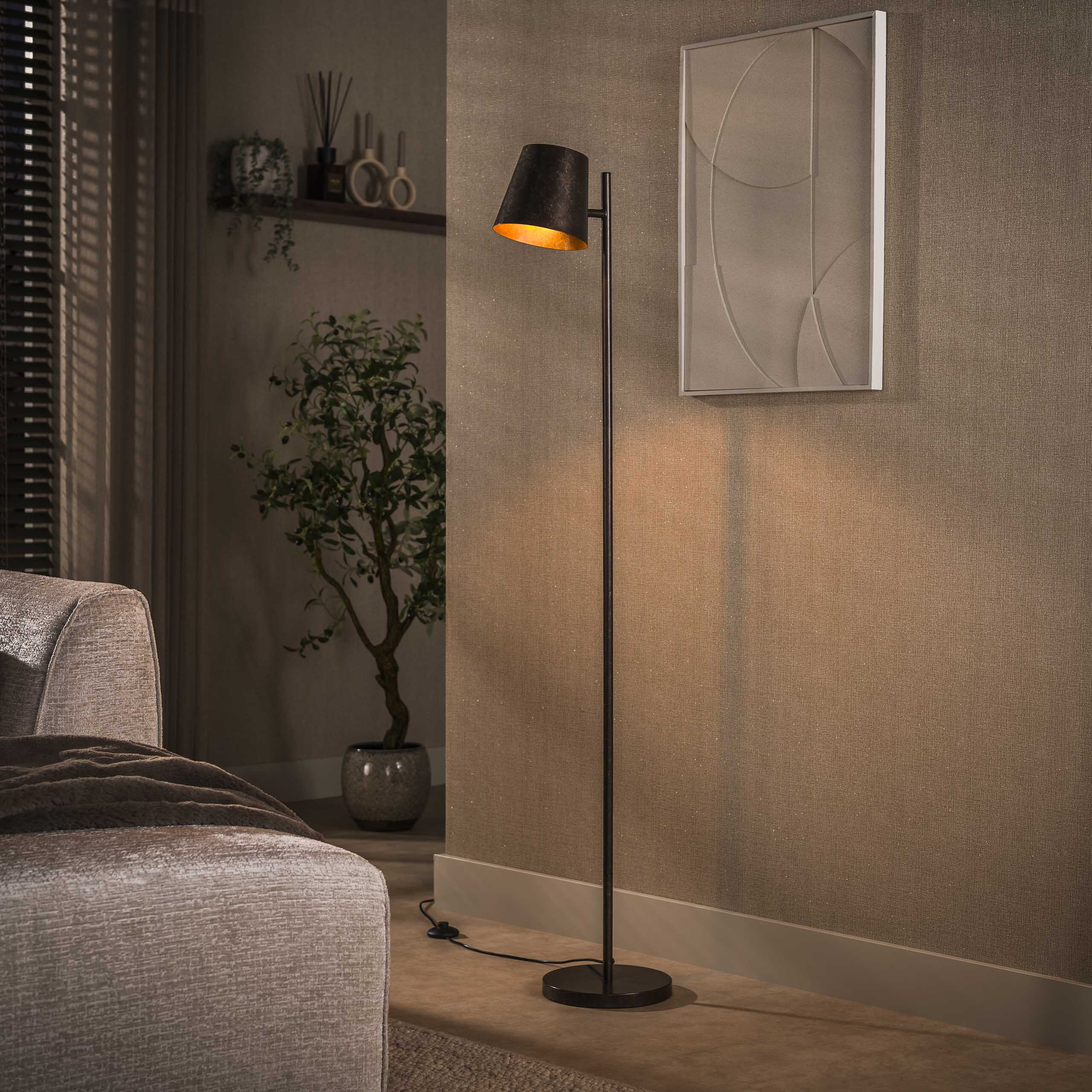 LifestyleFurn Verstelbare Vloerlamp Telly 157cm - Urban Bruin | LifestyleFurn