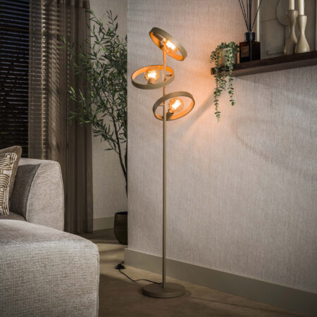 LifestyleFurn Vloerlamp Homer 3-lamps - Beige | LifestyleFurn
