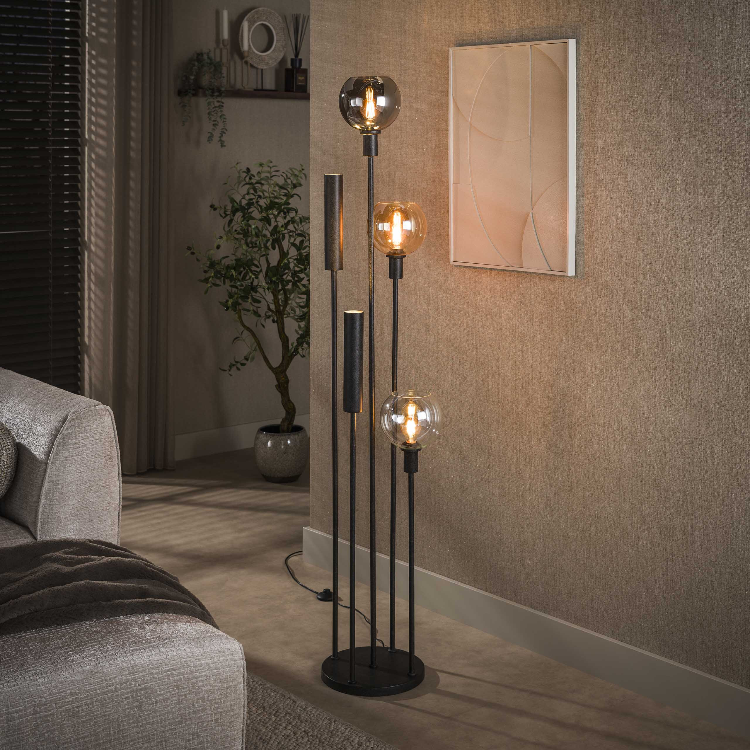 LifestyleFurn Vloerlamp Janetta Glas en metaal