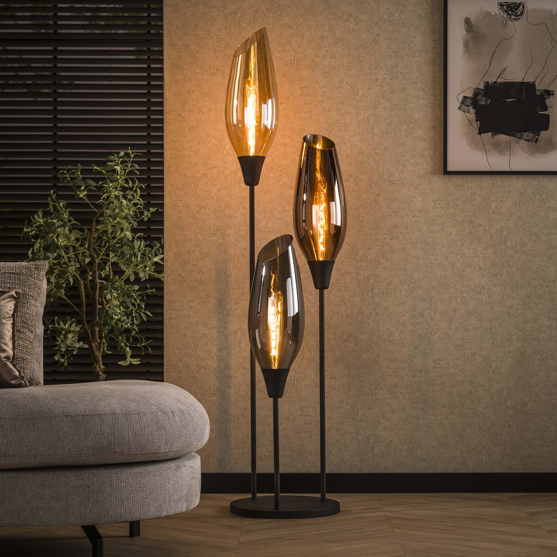 LifestyleFurn Vloerlamp Luvia Gemixt glas