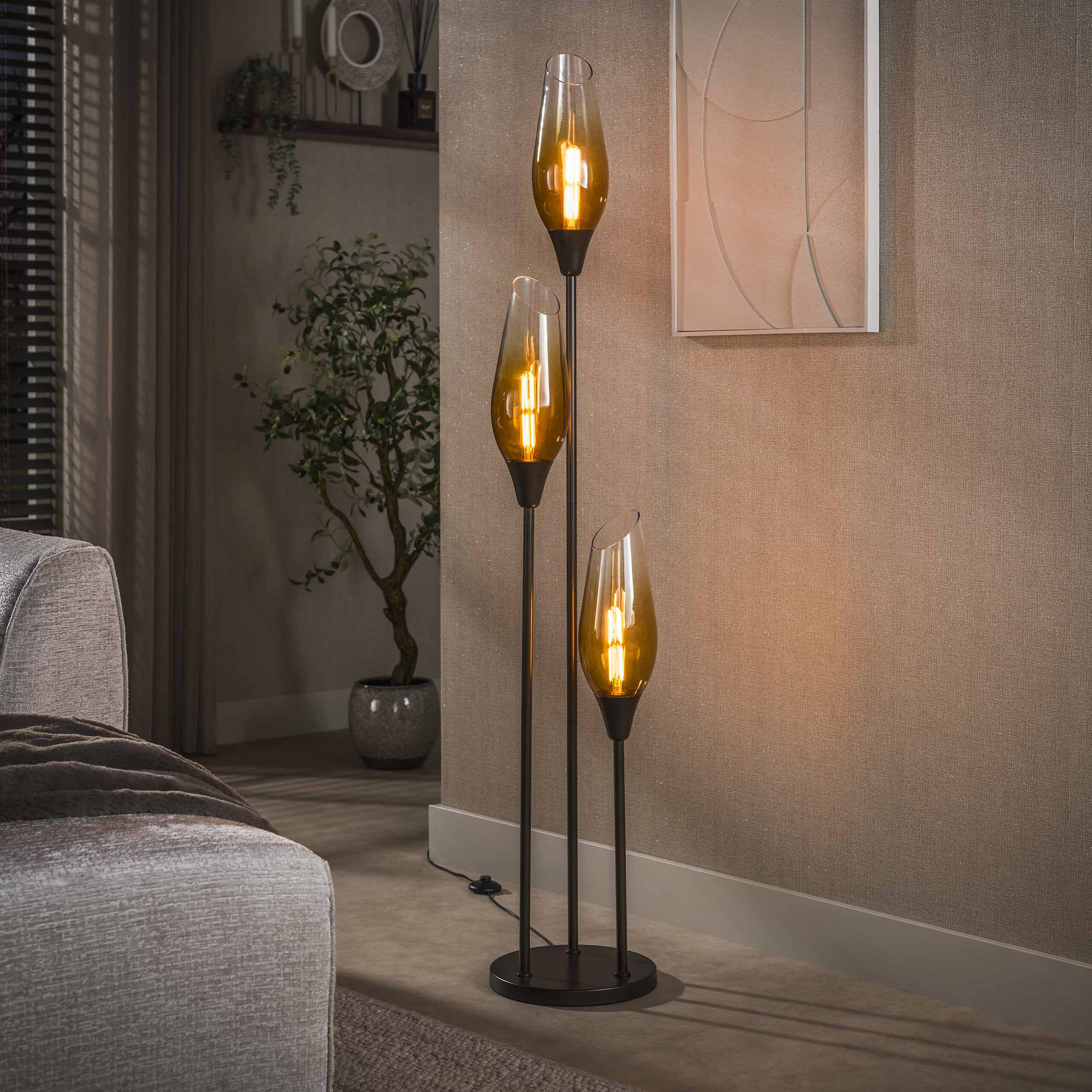 LifestyleFurn Vloerlamp Luvia Glas