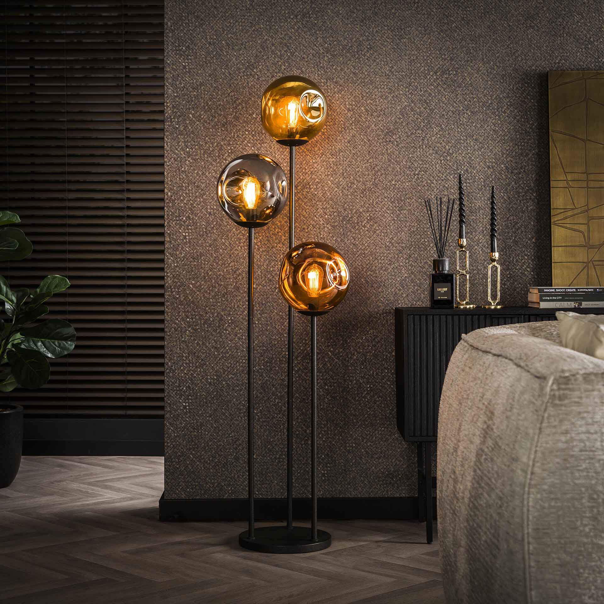 LifestyleFurn Vloerlamp Shahid Glas