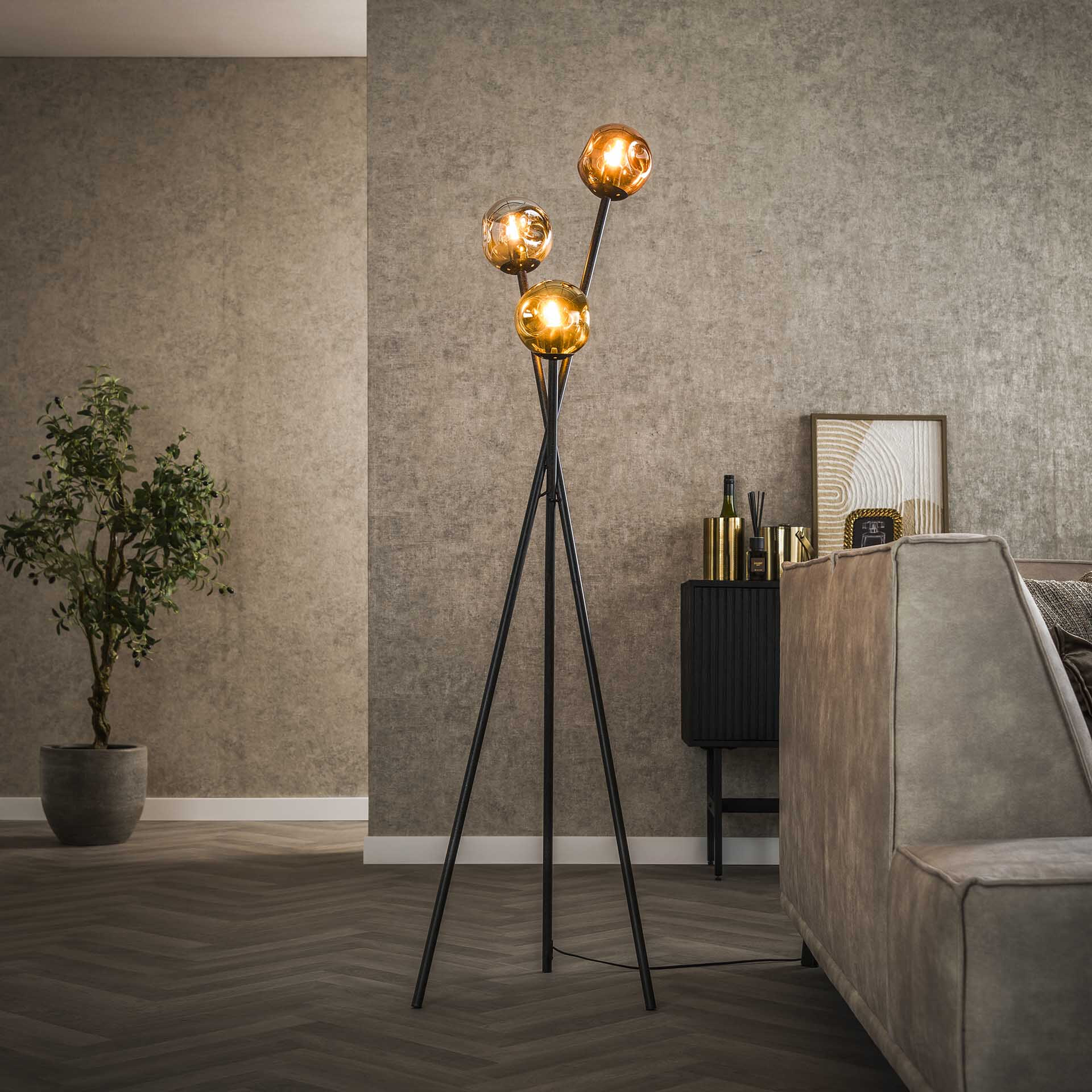 LifestyleFurn Vloerlamp Shahid Glas