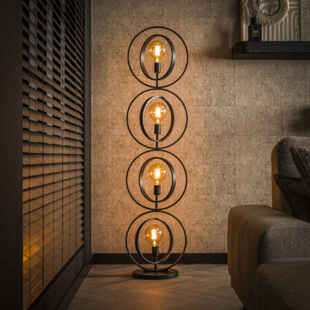 LifestyleFurn Vloerlamp Tricia 163cm hoog - Charcoal | LifestyleFurn