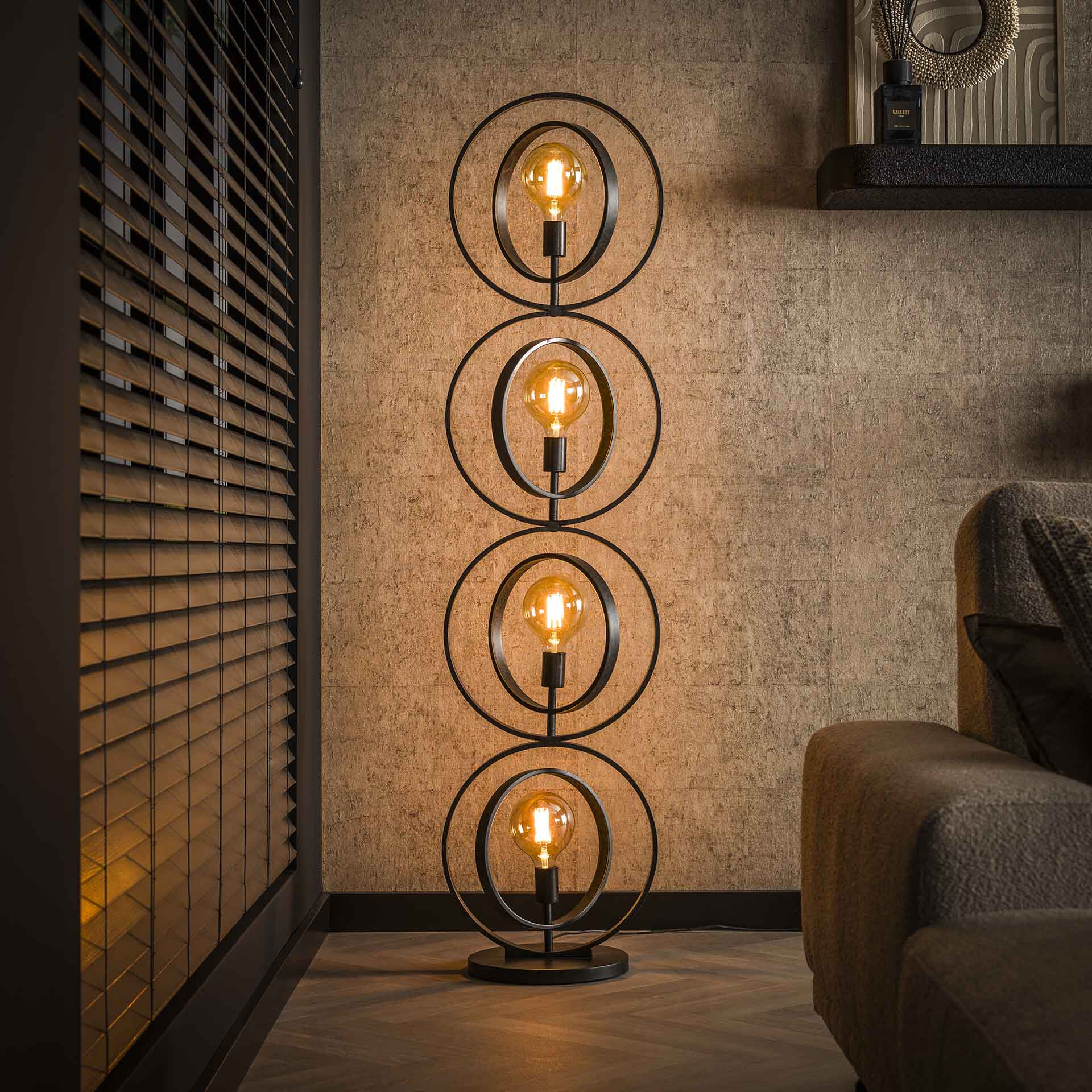 LifestyleFurn Vloerlamp Tricia 163cm hoog - Charcoal | LifestyleFurn