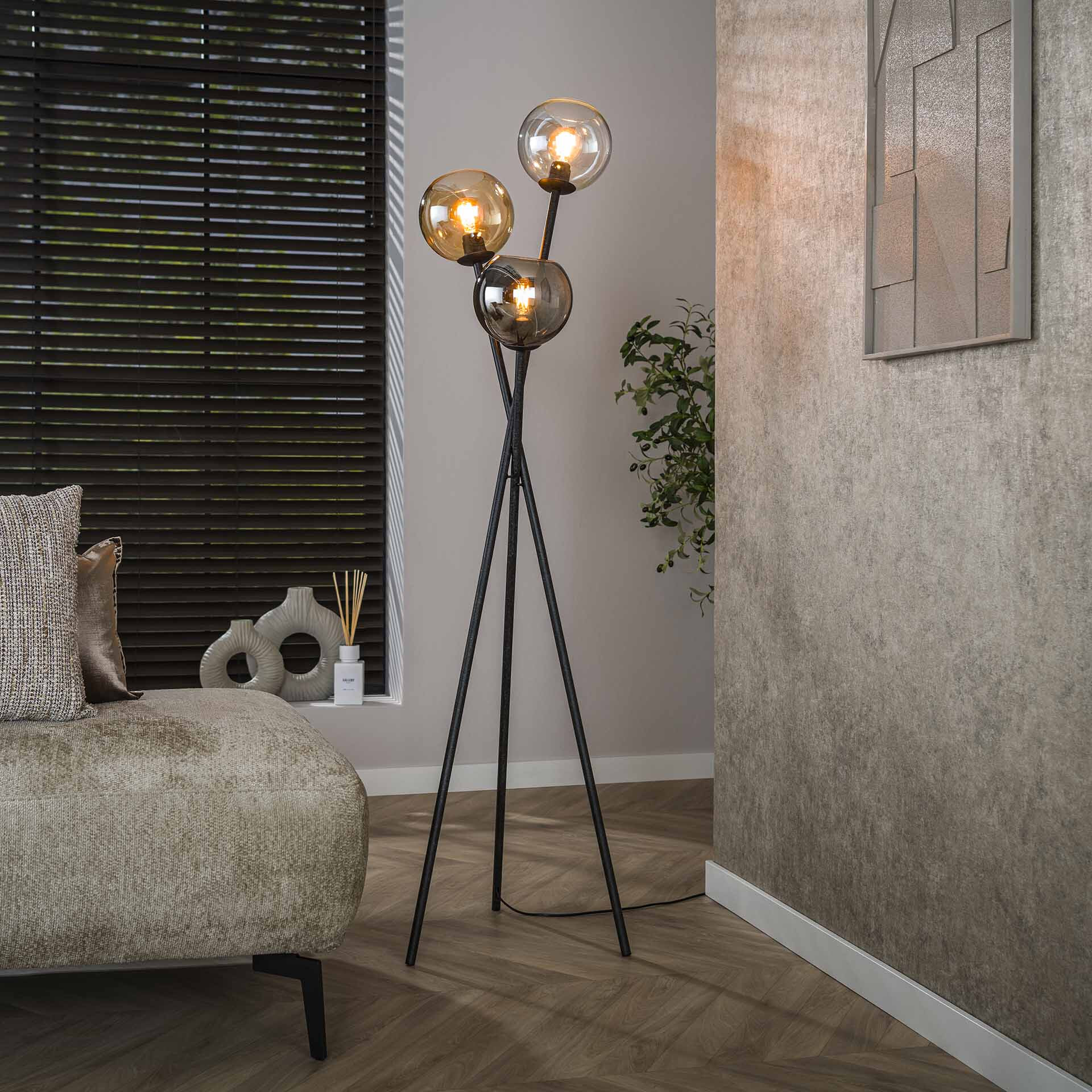 LifestyleFurn Vloerlamp Willaim 3-lamps - Chroom