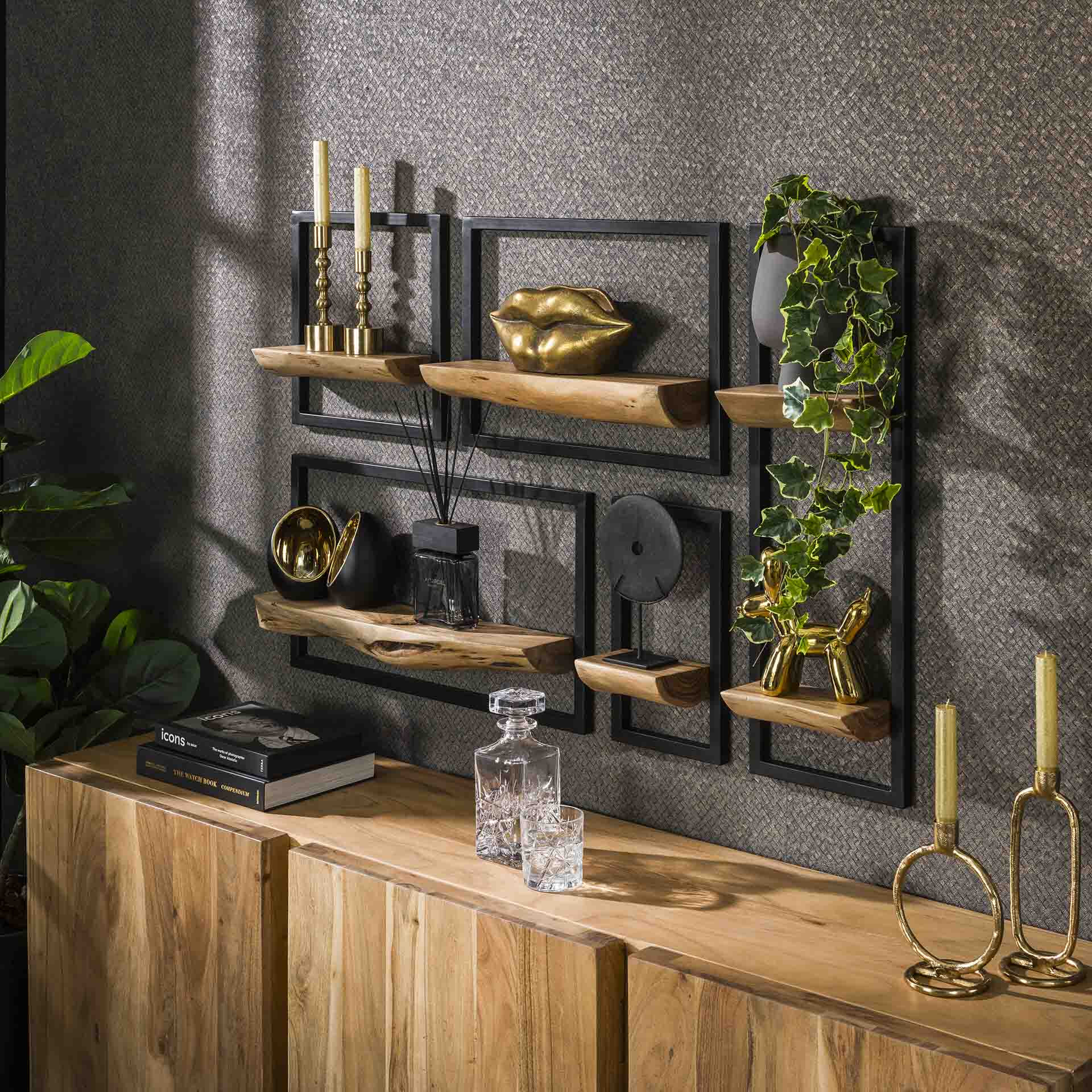 LifestyleFurn Wandplank Jacintha Acacia