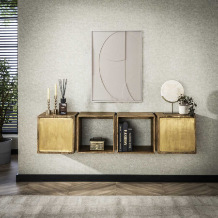 LifestyleFurn Zwevend Dressoir Renée Mangohout en brass