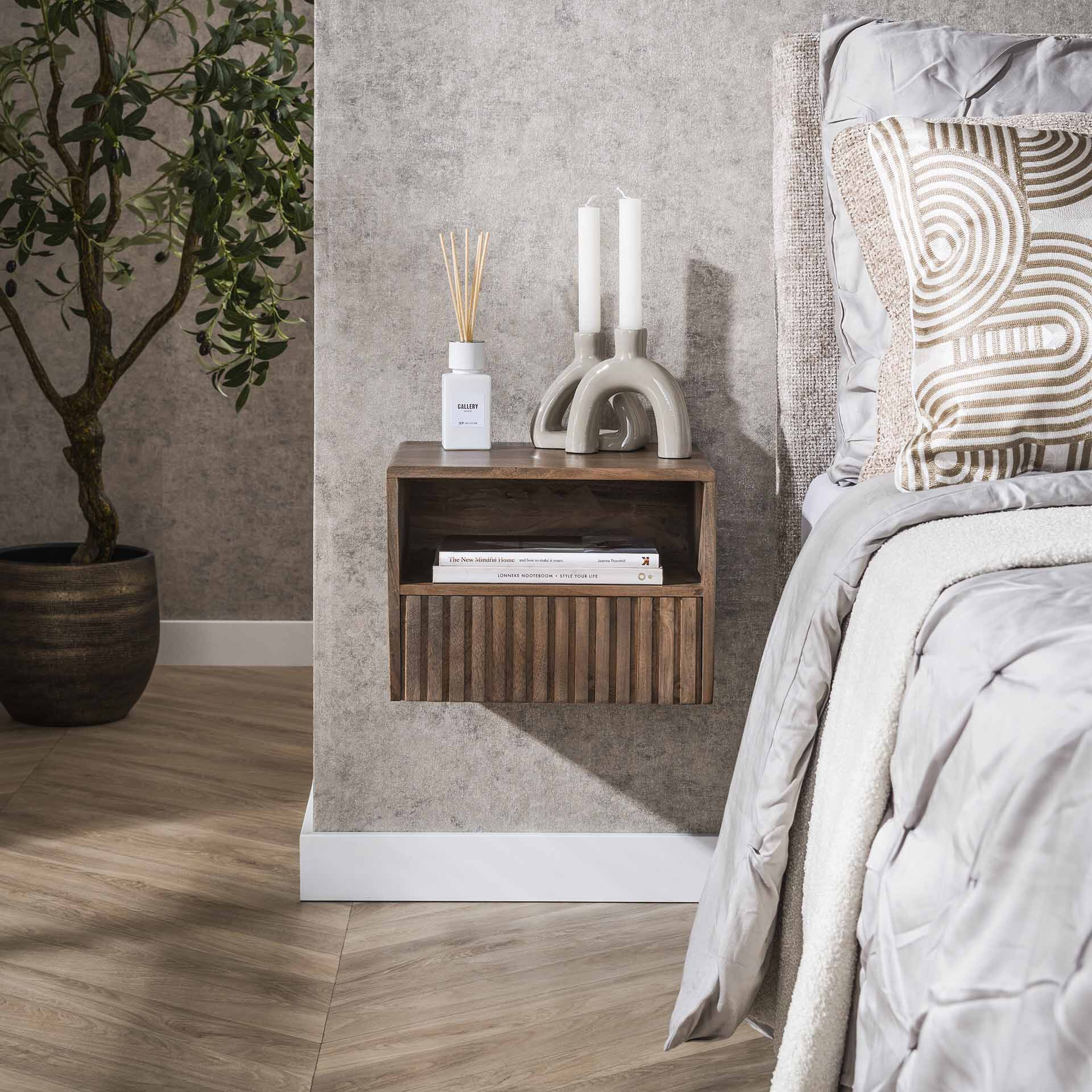 LifestyleFurn Zwevend Nachtkastje Alania Met 1 lade en open vak