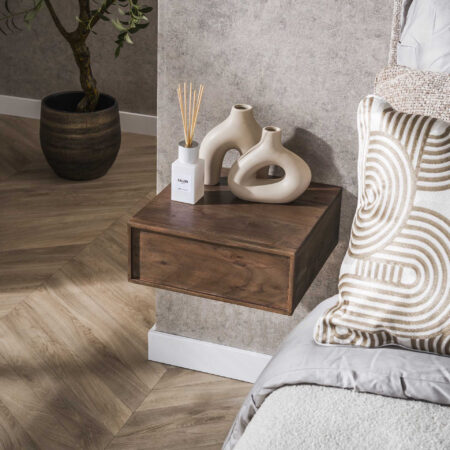 LifestyleFurn Zwevend Nachtkastje Baila Acaciahout - Massief acacia bruin | LifestyleFurn