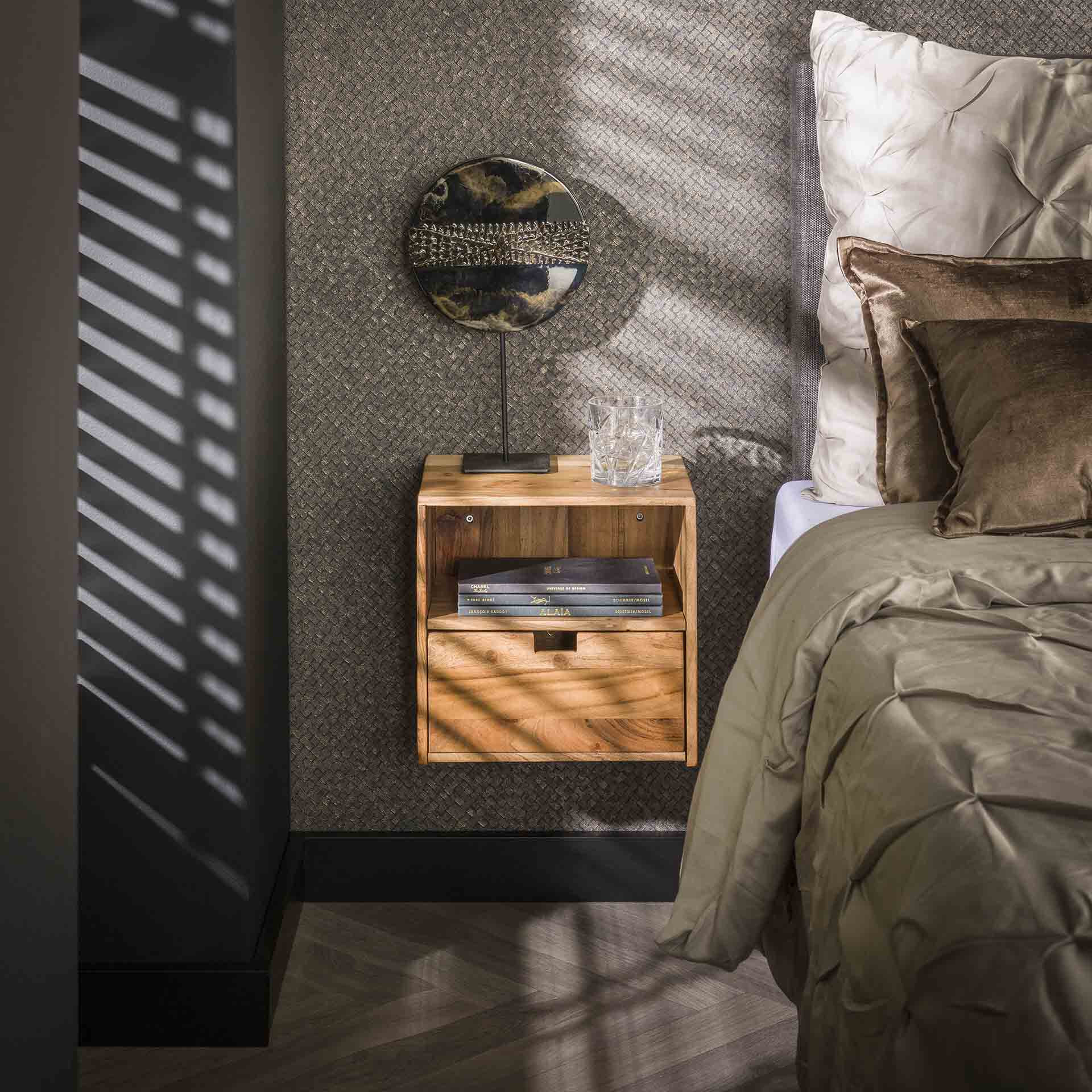 LifestyleFurn Zwevend Nachtkastje Calan Acaciahout