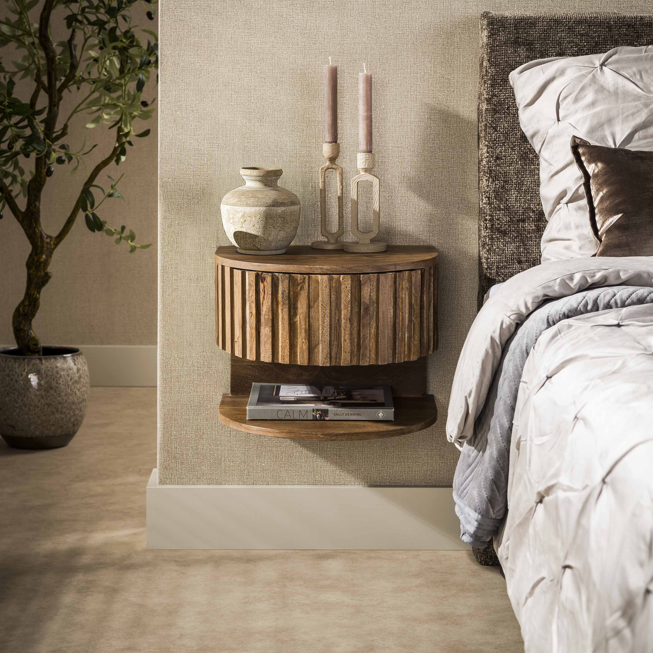 LifestyleFurn Zwevend Nachtkastje Ivorie Mangohout
