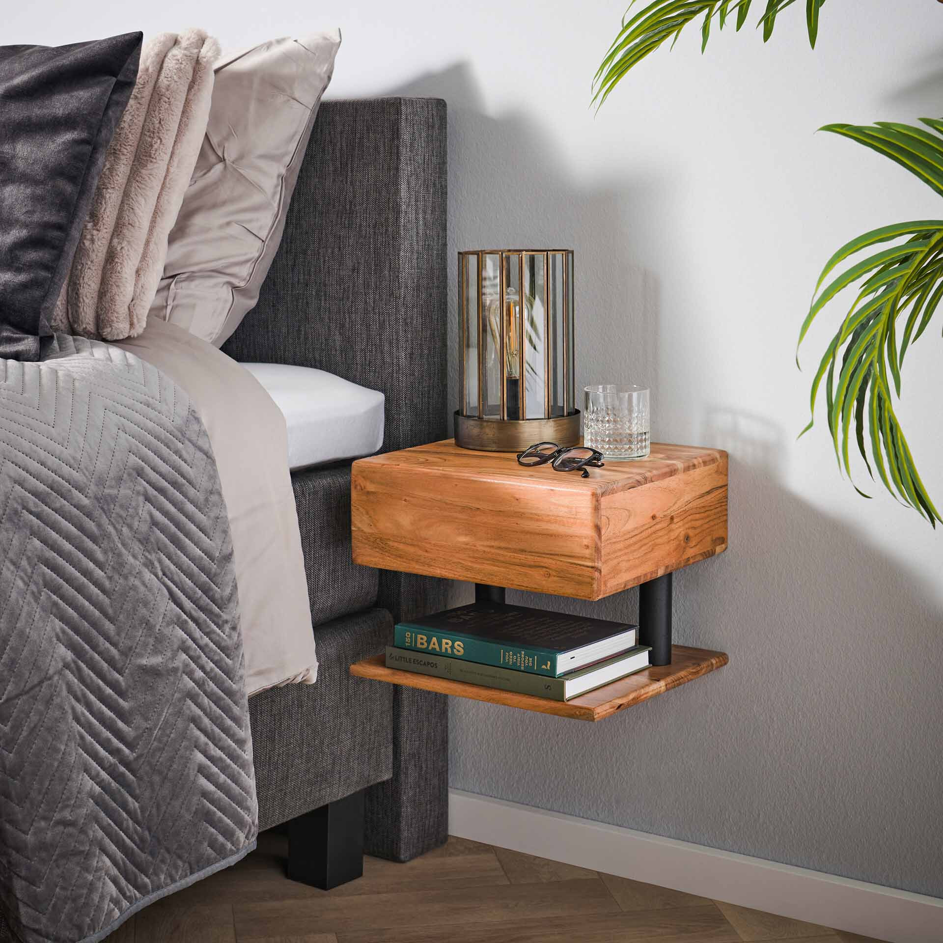 LifestyleFurn Zwevend Nachtkastje Jaisa Met 1 lade