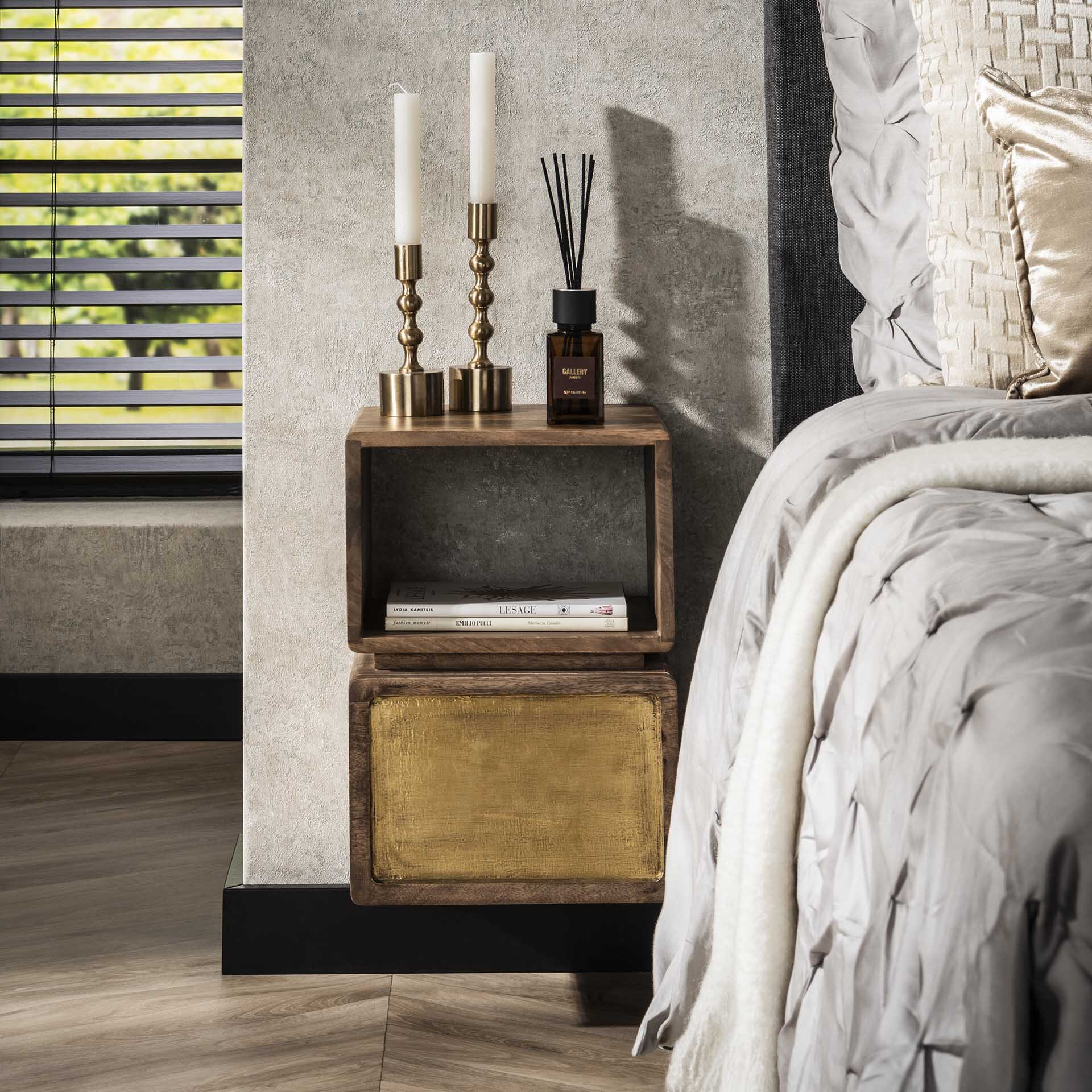 LifestyleFurn Zwevend Nachtkastje Renée Mangohout en brass