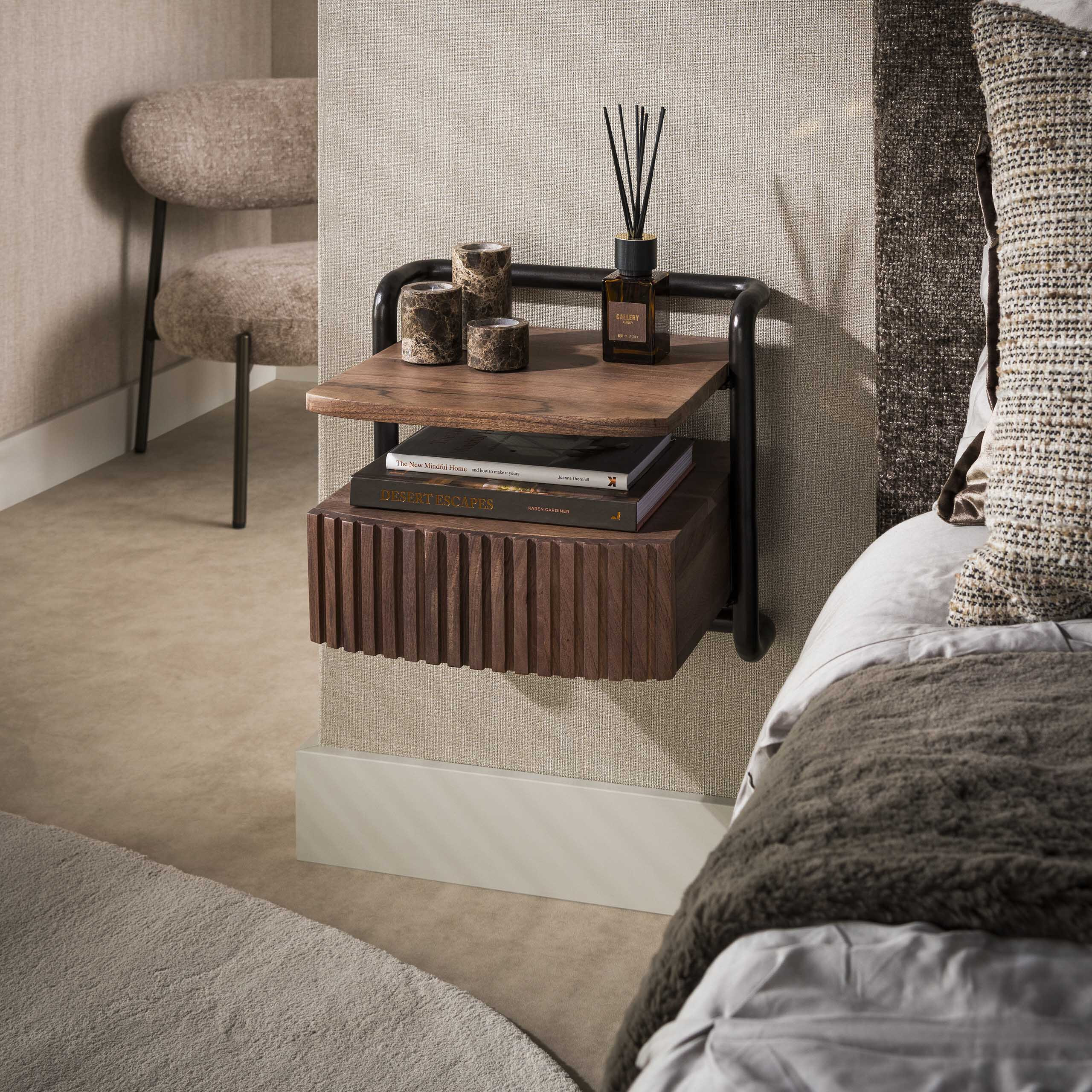 LifestyleFurn Zwevend Nachtkastje Trayon Acaciahout