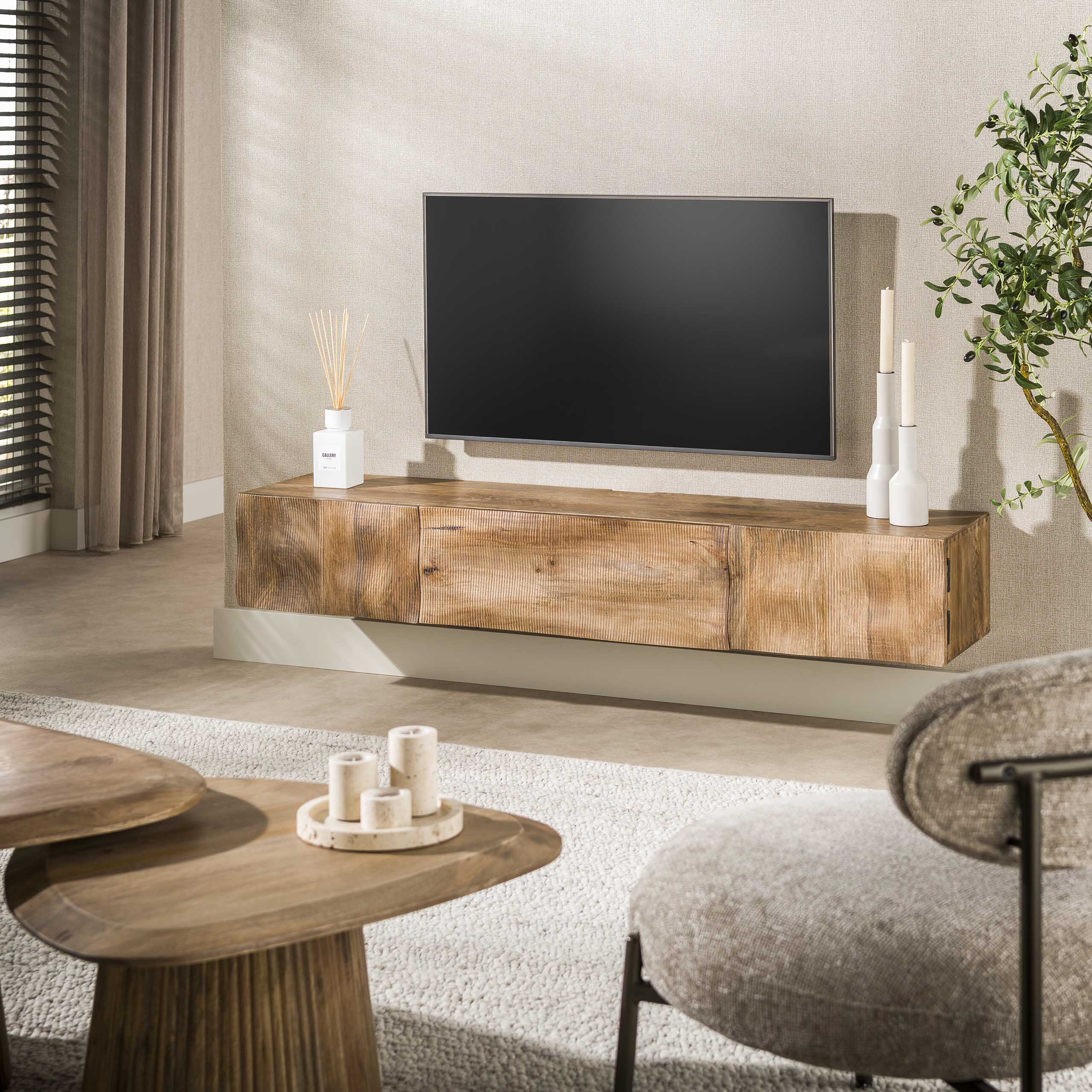 LifestyleFurn Zwevend TV-meubel Cherity Mangohout
