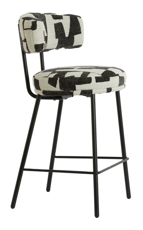 Light & Living Barkruk Harvie Geweven stof - Crème/Zwart (zithoogte 65cm) | Light & Living