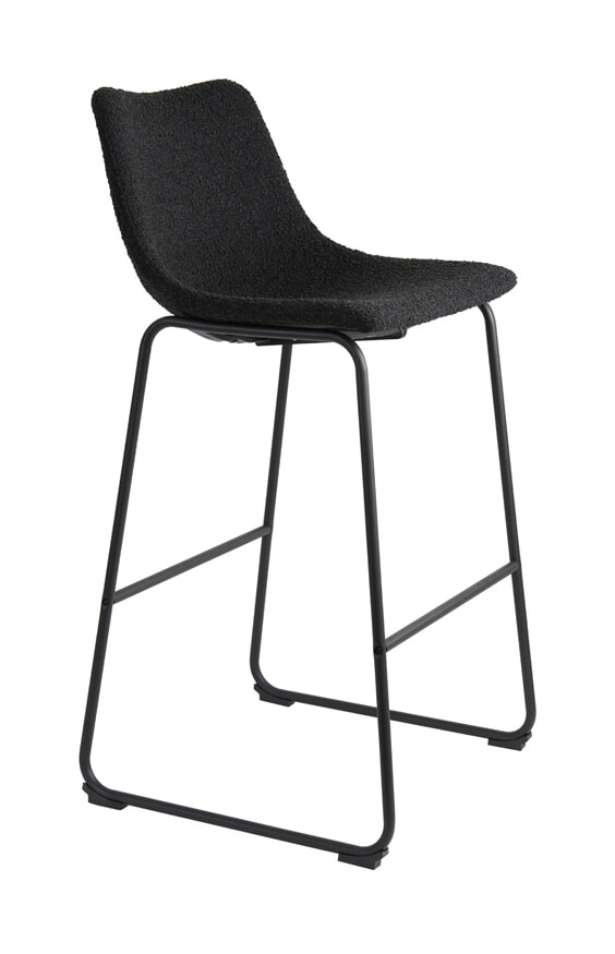 Light & Living Barkruk Jeddo Bouclé - Zwart (zithoogte 72cm) | Light & Living