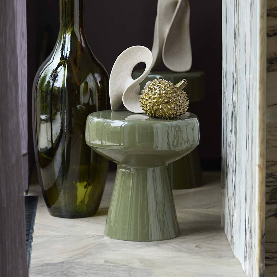 Light & Living Bijzettafel Dakwa 38cm - Olijfgroen - Rond | Light & Living
