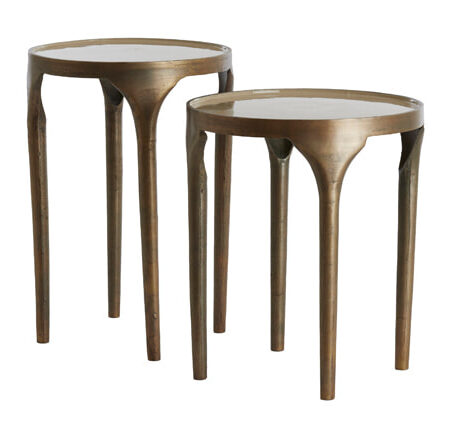 Light & Living Bijzettafel Lapaz Set van 2 stuks - Antiek Brons/Taupe - Rond | Light & Living