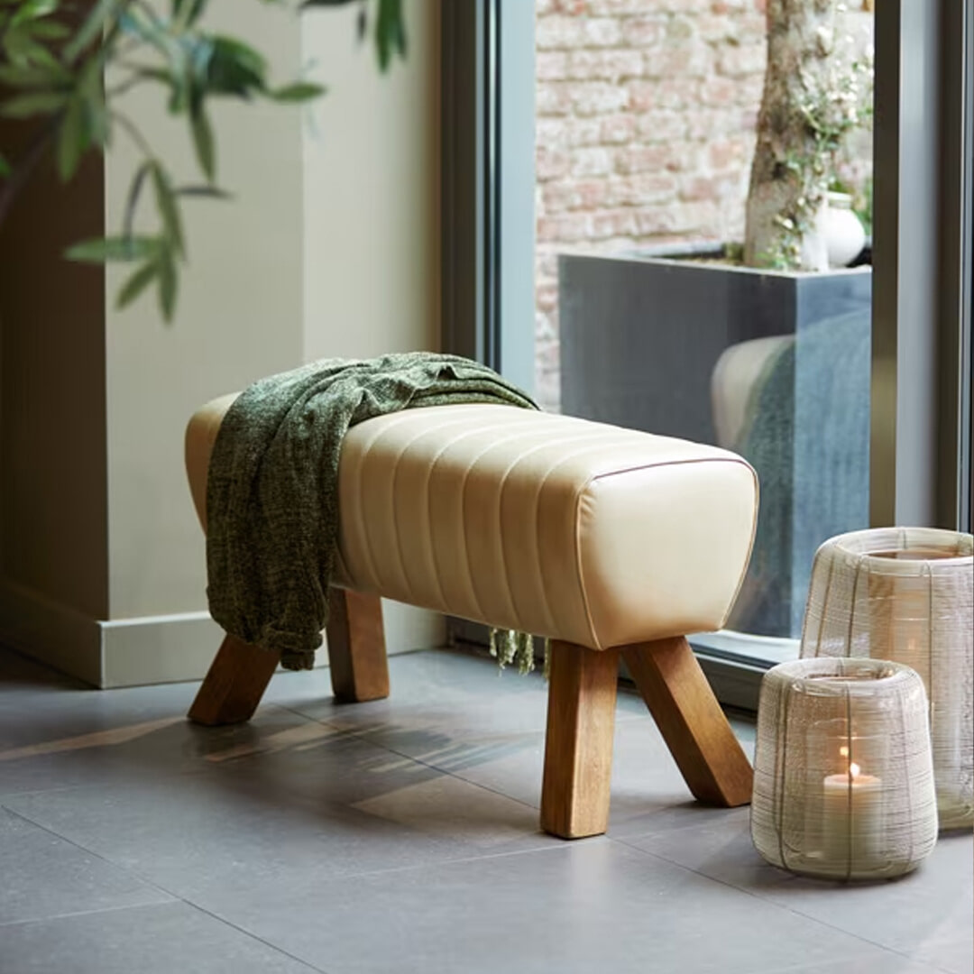 Light & Living Eetkamerbank Ramy Leer - Zand | Light & Living