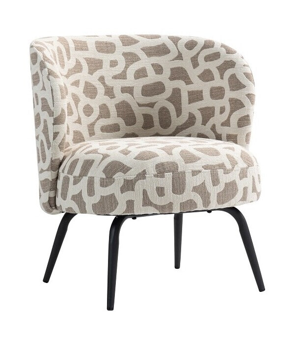 Light & Living Fauteuil Dieyda Grafische stof - Taupe/Beige | Light & Living