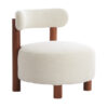 Light & Living Fauteuil Ferentino Acaciahout en Bouclé - Crème | Light & Living