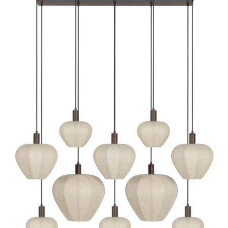 Light & Living Hanglamp Huxi Bruine houtlook en linnen