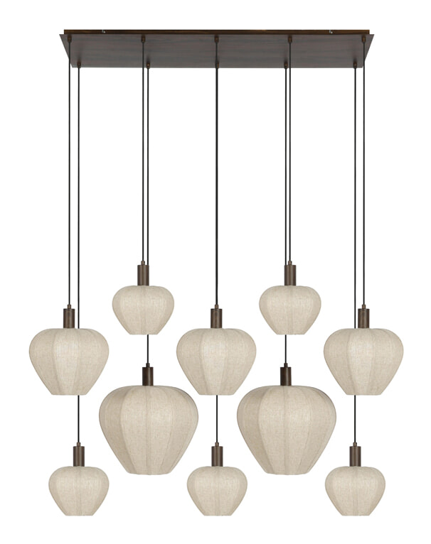Light & Living Hanglamp Huxi Bruine houtlook en linnen