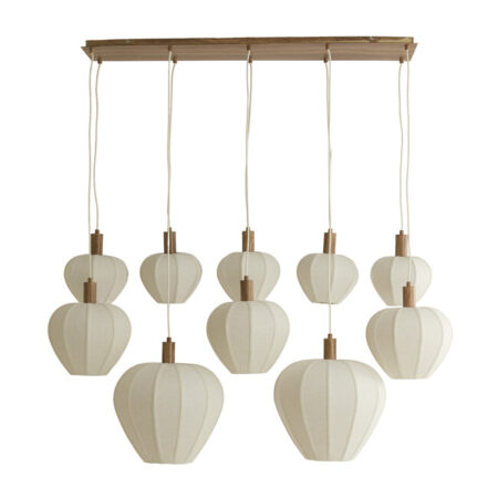Light & Living Hanglamp Huxi Naturel houtlook en linnen