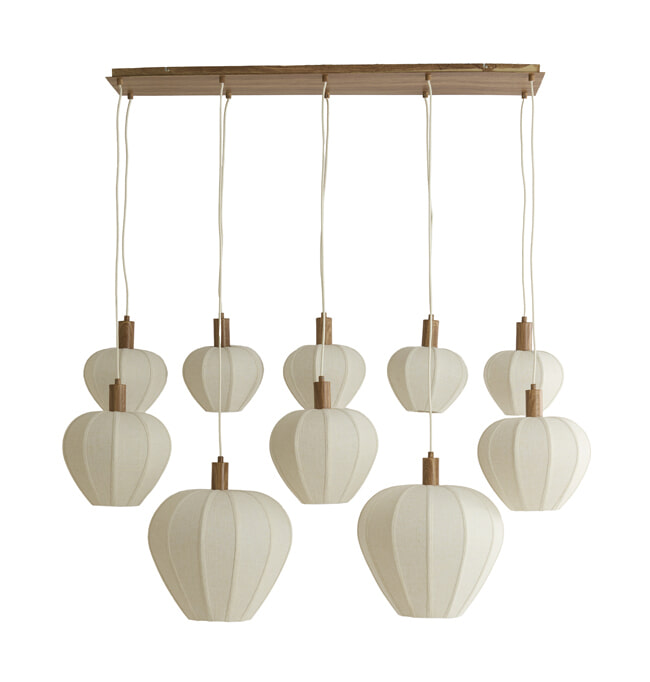 Light & Living Hanglamp Huxi Naturel houtlook en linnen