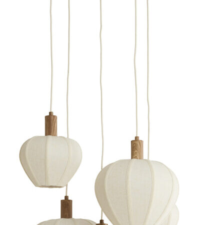 Light & Living Hanglamp Huxi Naturel houtlook en linnen