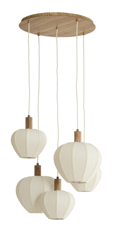 Light & Living Hanglamp Huxi Naturel houtlook en linnen