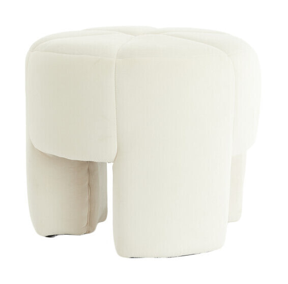 Light & Living Poef Batoemi Velvet - Wit - Rond | Light & Living