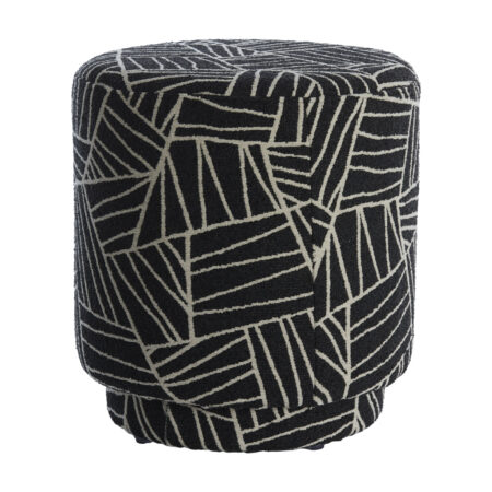 Light & Living Poef Davonte 40cm - Zwart/Wit | Light & Living
