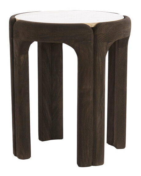 Light & Living Ronde Bijzettafel Ali Travertin & Hout