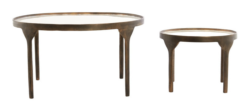 Light & Living Ronde Salontafel Eli Set van 2 stuks - Crème/Antiek Brons | Light & Living