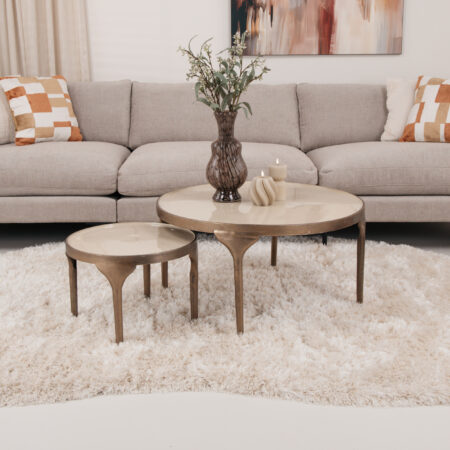Light & Living Salontafel Lapaz Set van 2 stuks - Antiek Brons/Taupe - Rond | Light & Living