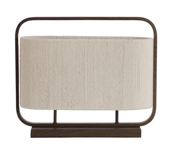 Light & Living Tafellamp Lecce Touw en bruine houtlook