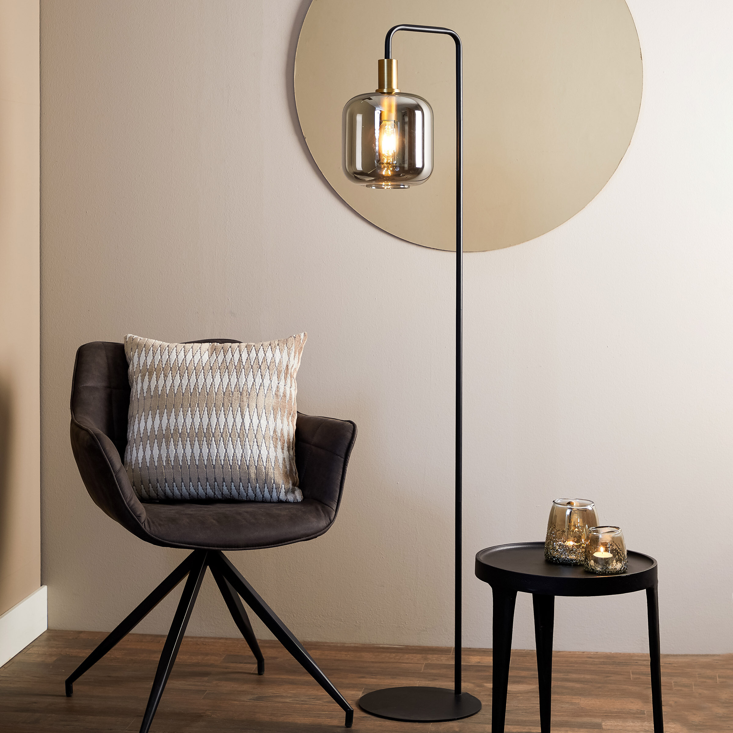 Light & Living Vloerlamp Lekar - Antiek Brons/Smoke | Light & Living