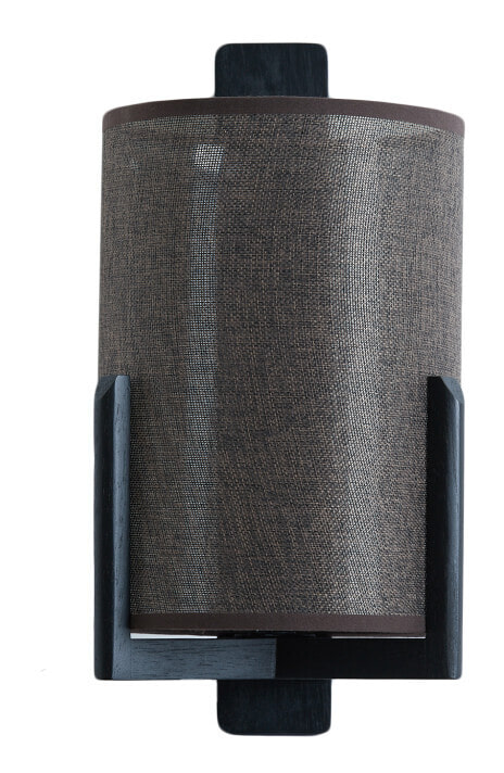 Light & Living Wandlamp Litto Linnen en hout - Donkerbruin - Rond | Light & Living
