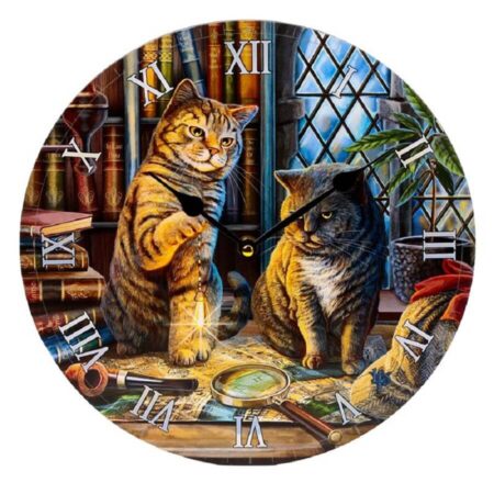 Lisa Parker Purrlock Holmes Kat Bedrukte Klok | Puckator