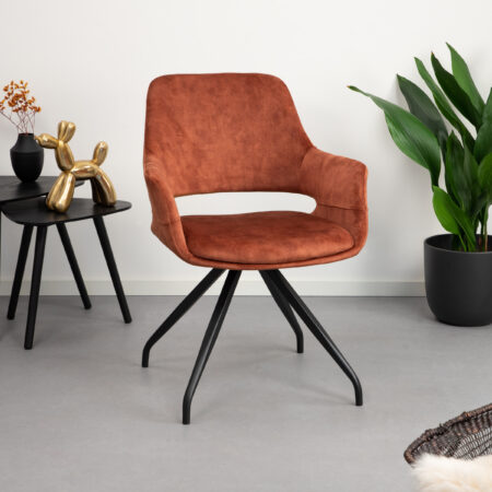 LivingFurn Eetkamerstoel Capp Velvet - Roest | Livingfurn