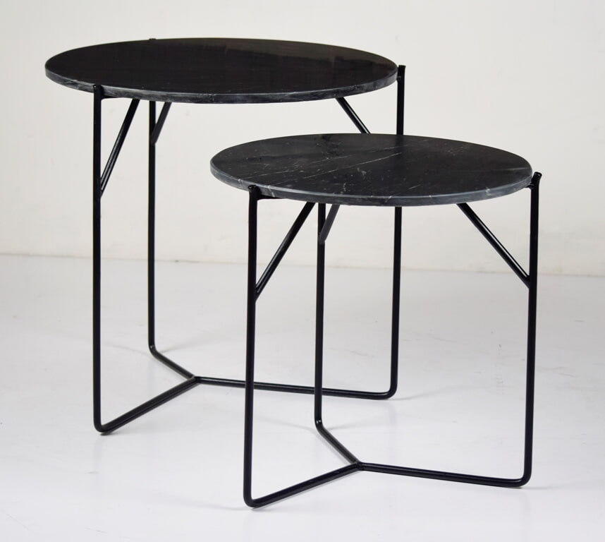 Livingfurn Bijzettafel Mason Set van 2 stuks - Zwart - Rond | Livingfurn