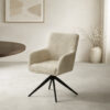 Livingfurn Draaibare Eetkamerstoel Tara Geweven stof - Zand | Livingfurn