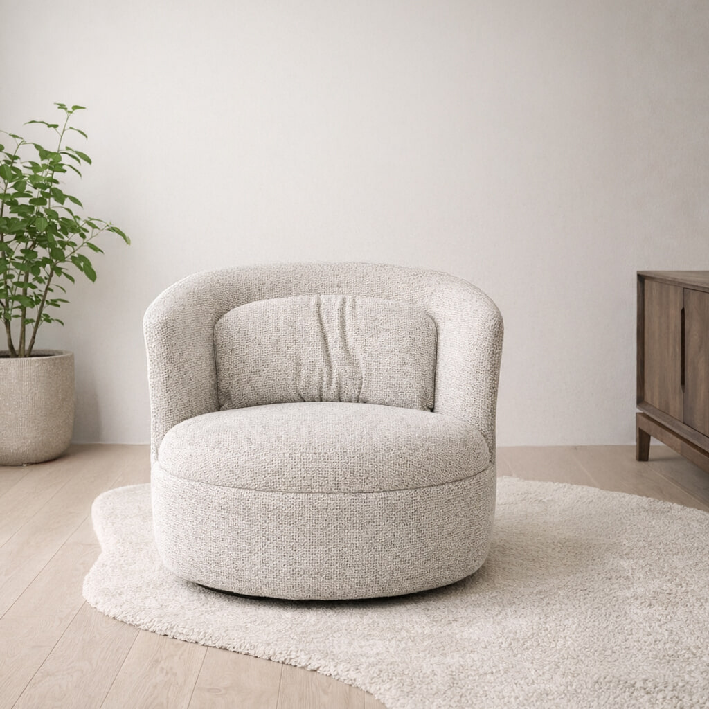 Livingfurn Draaifauteuil Britt Geweven stof - Beige | Livingfurn