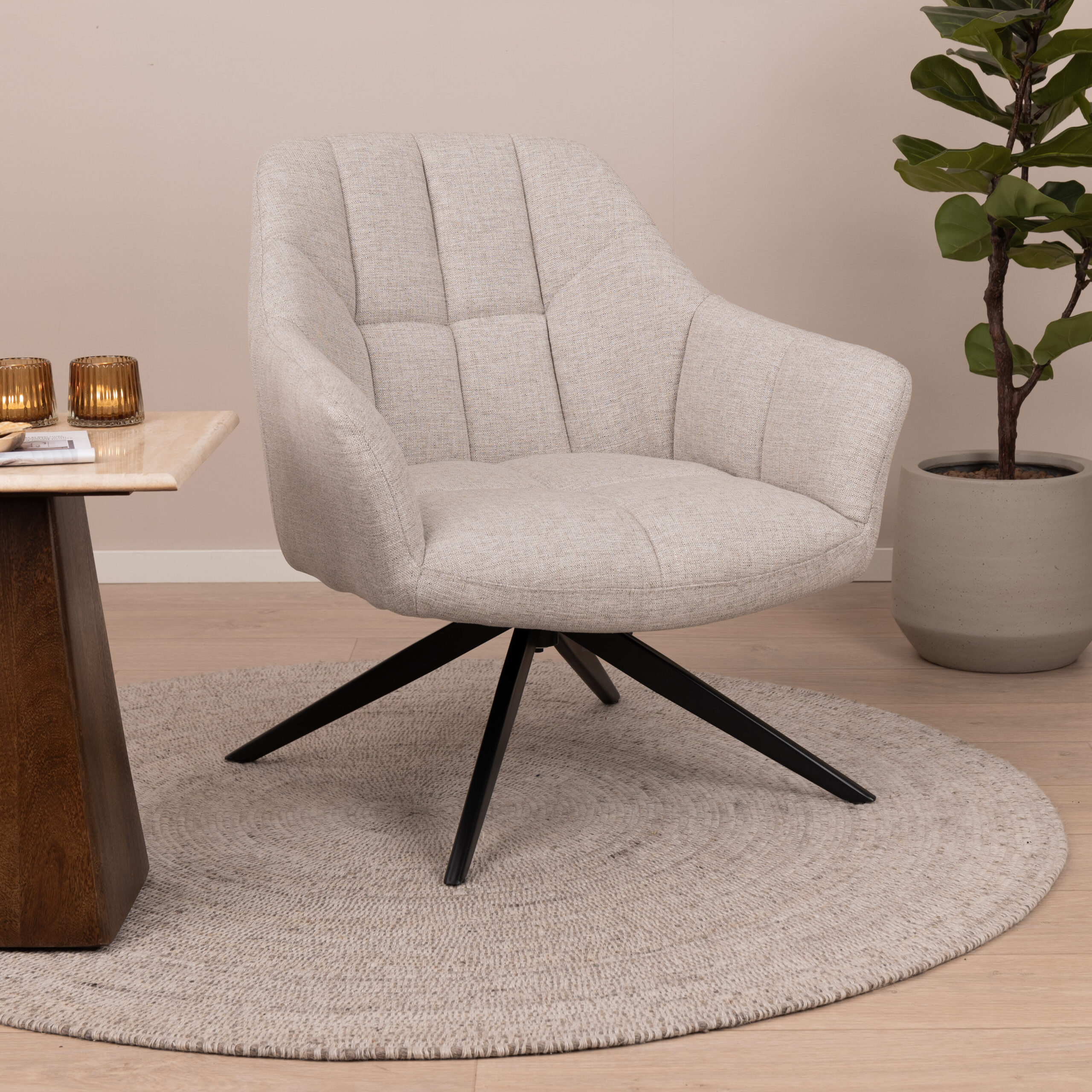 Livingfurn Draaifauteuil Tom - Zand | Livingfurn