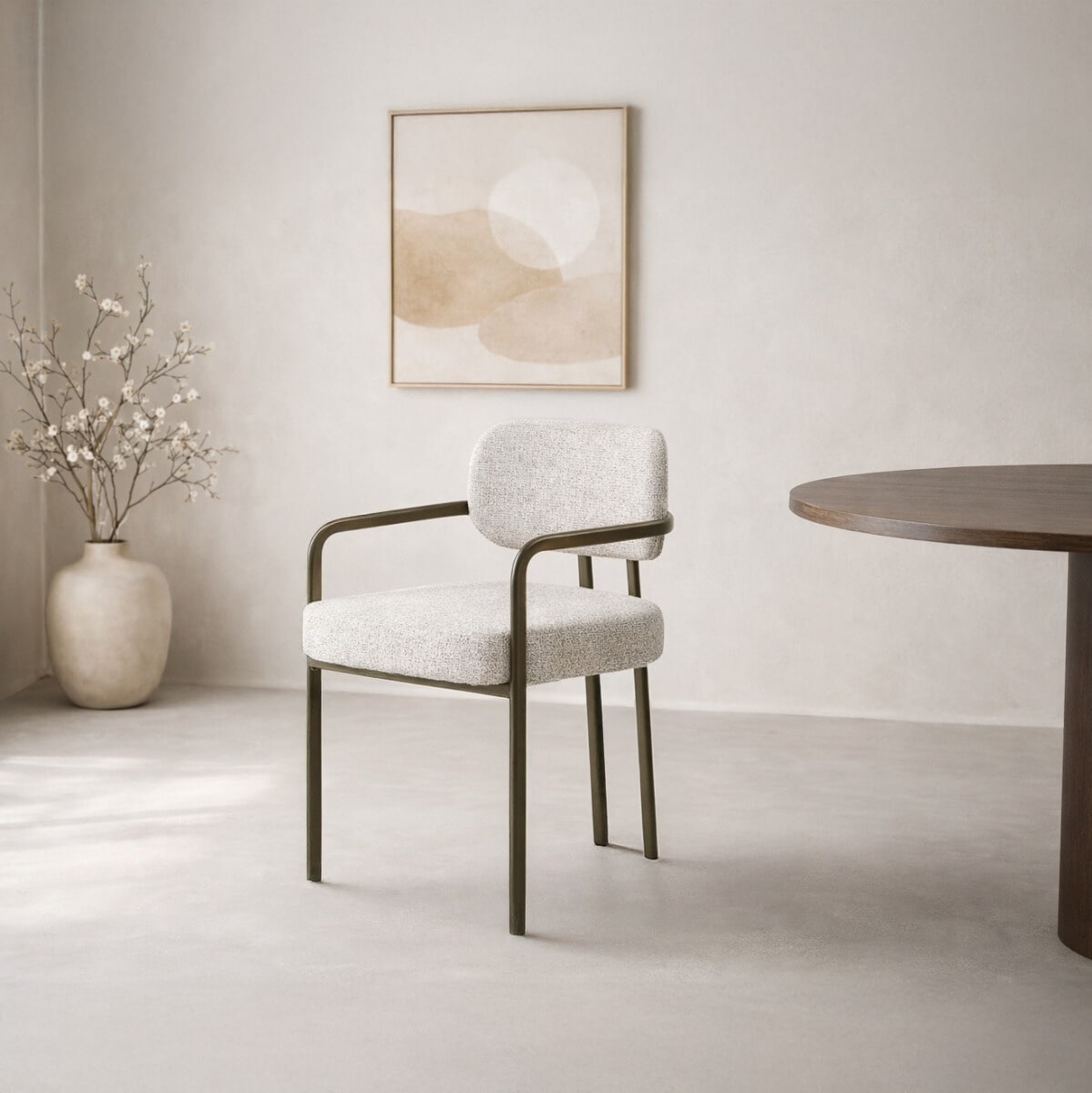 Livingfurn Eetkamerstoel Milan Geweven stof - Naturel | Livingfurn