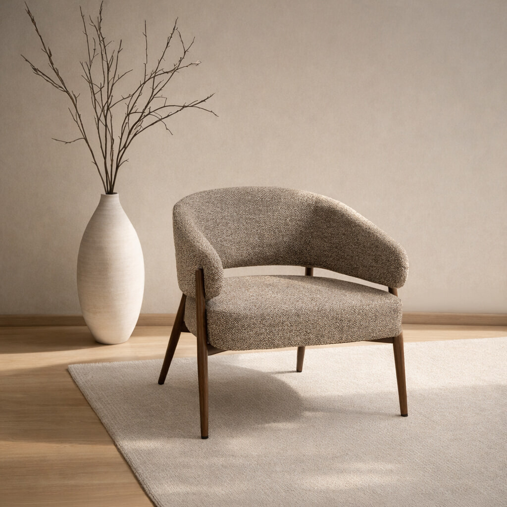 Livingfurn Fauteuil Dilan Hush Walnut - Beige | Livingfurn