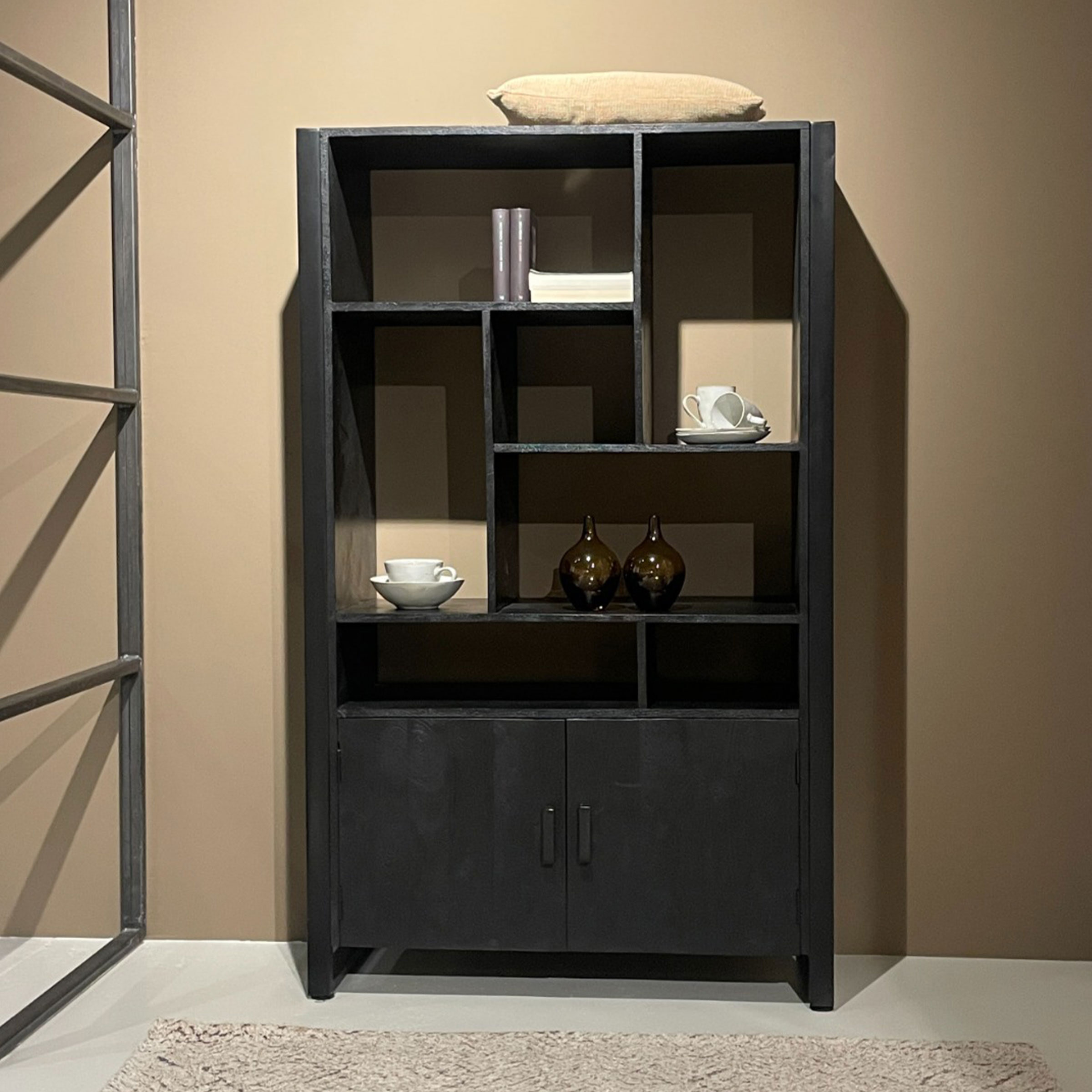 Livingfurn Wandkast Norris Mangohout en staal